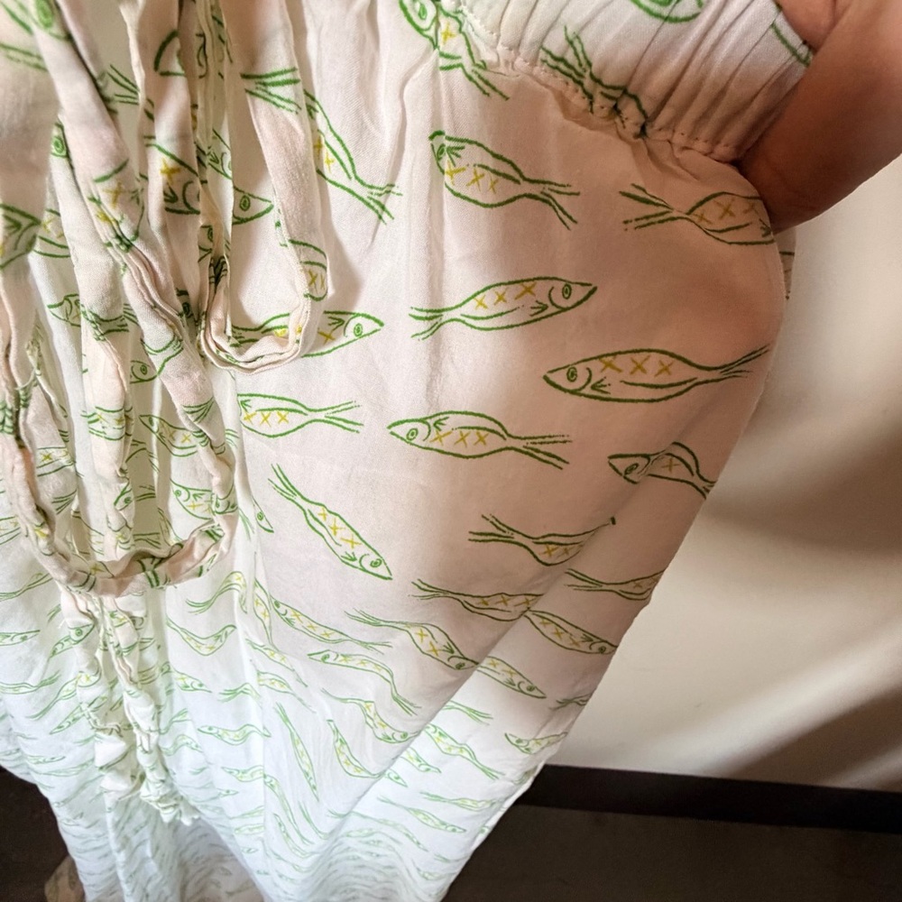 A new day summer maxi dress sardine print white and green XL - Picture 6 of 6
